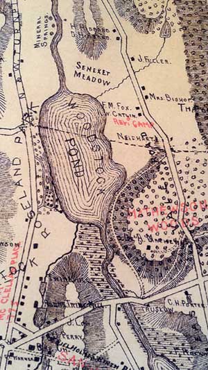 Roseland Lake 1883 map